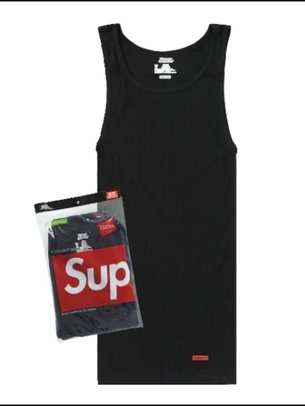 Supreme Hanes Black Ribbed Tank Top - Men's Undershirt 3 Pack - Size XL